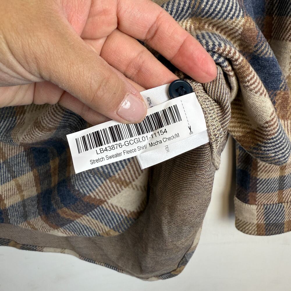 NWT Quince Womens Stretch Sweater Fleece Shirt Plaid Mocha Check - M - Picture 4 of 8